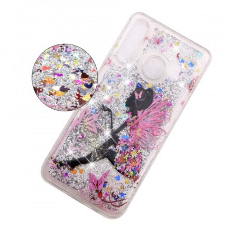 Cover Huawei P30 Lite Transparente Blomsterfe Glitter