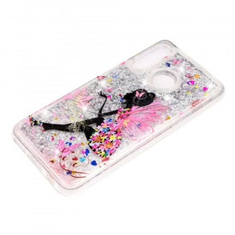 Cover Huawei P30 Lite Transparente Blomsterfe Glitter