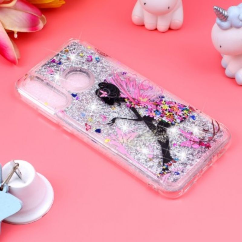 Cover Huawei P30 Lite Transparente Blomsterfe Glitter