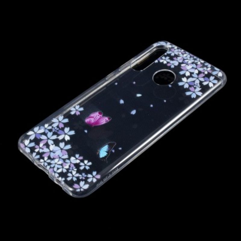 Cover Huawei P30 Lite Transparente Sommerfugle Og Kronblade