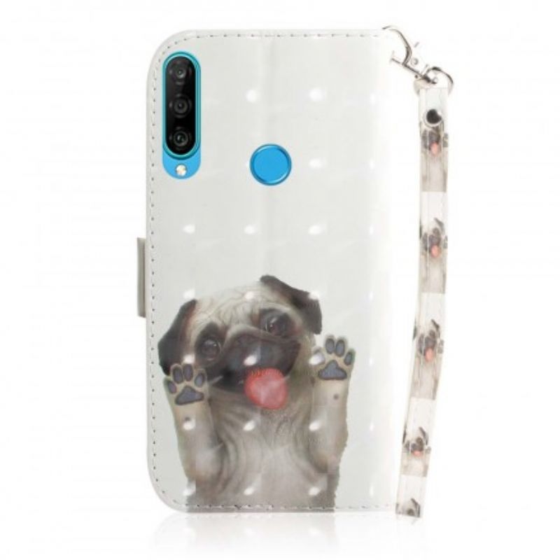 Flip Cover Huawei P30 Lite Med Snor Elsk Min Hund Med Rem