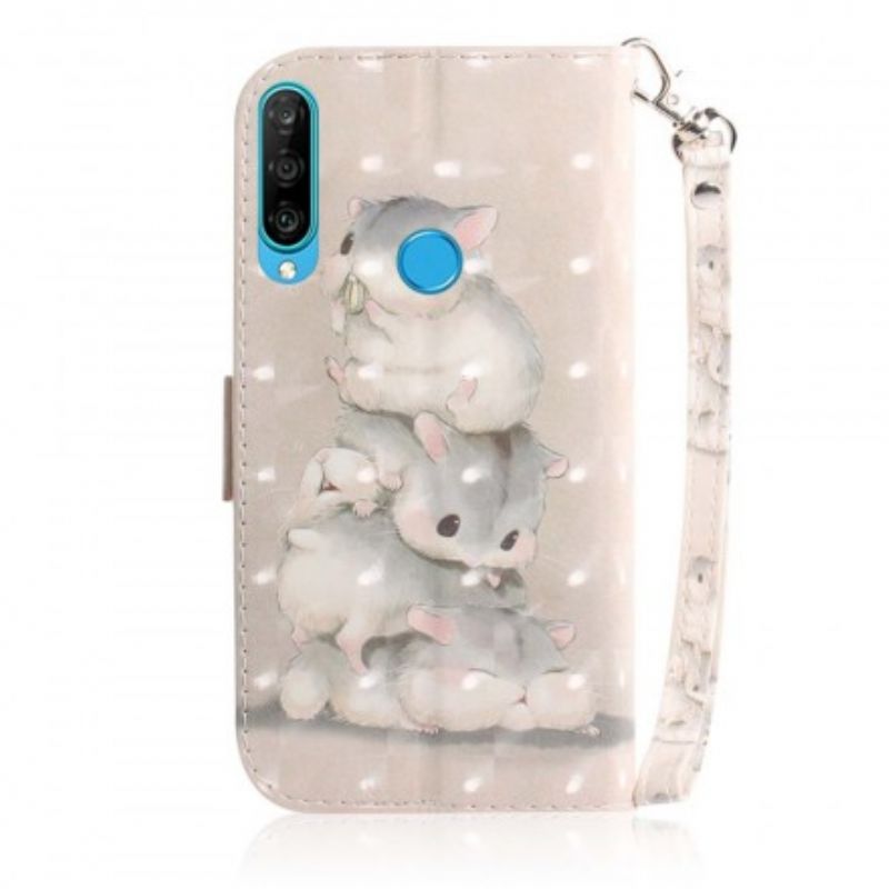 Flip Cover Huawei P30 Lite Med Snor Thong Hamstere