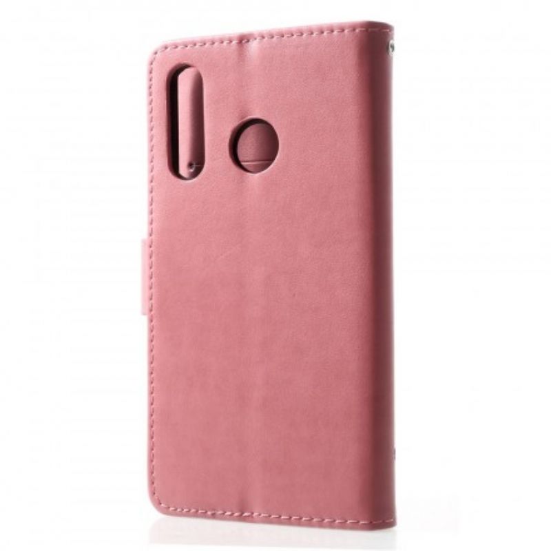 Flip Cover Huawei P30 Lite Med Snor Thong Sommerfugle Og Blomster