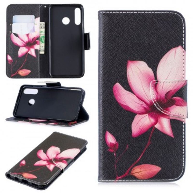 Flip Cover Huawei P30 Lite Pink Blomst