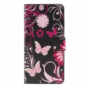 Flip Cover Huawei P30 Lite Sommerfugle Og Blomster