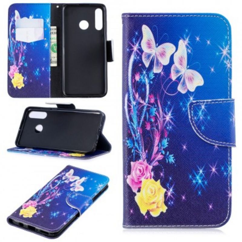 Flip Cover Huawei P30 Lite Sommerfugle Om Natten