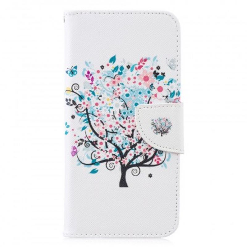 Læder Cover Huawei P30 Lite Blomstret Træ