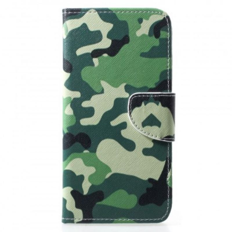 Læder Cover Huawei P30 Lite Militær Camouflage