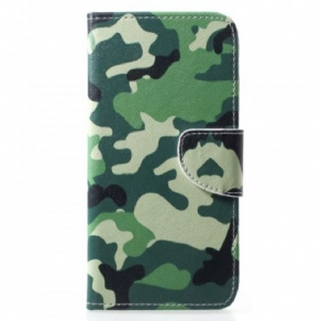 Læder Cover Huawei P30 Lite Militær Camouflage