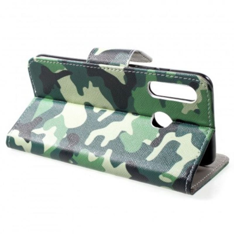 Læder Cover Huawei P30 Lite Militær Camouflage