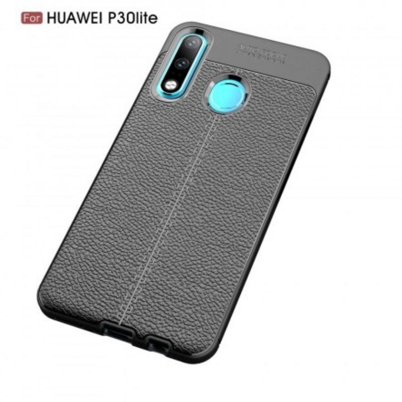 Mobilcover Huawei P30 Lite Dobbelt Linje Litchi Læder Effekt