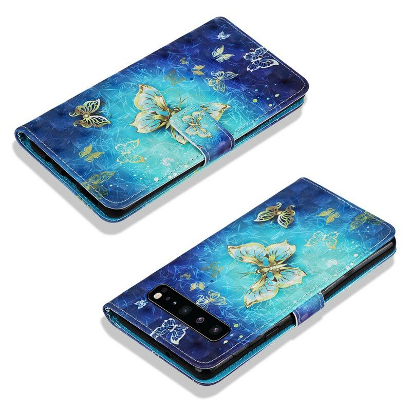 Flip Cover Samsung Galaxy S10 5G Gyldne Sommerfugle