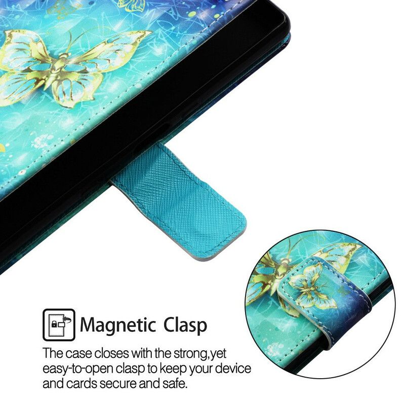 Flip Cover Samsung Galaxy S10 5G Gyldne Sommerfugle