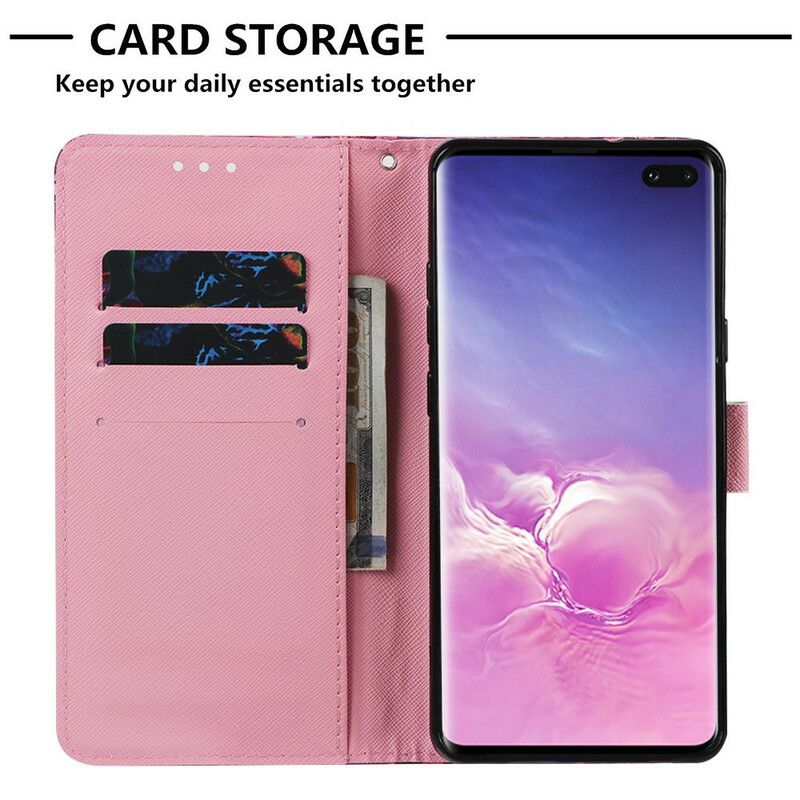 Flip Cover Samsung Galaxy S10 5G Røde Sommerfugle