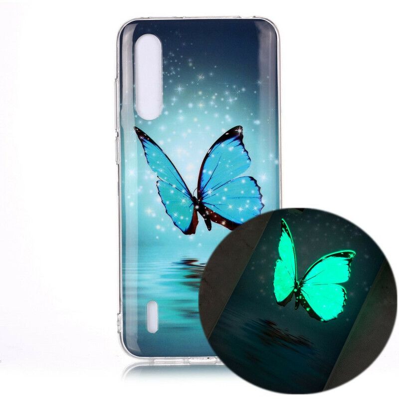 Cover Xiaomi Mi A3 Fluorescerende Blå Sommerfugl