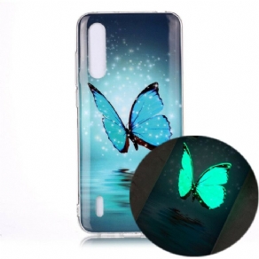 Cover Xiaomi Mi A3 Fluorescerende Blå Sommerfugl