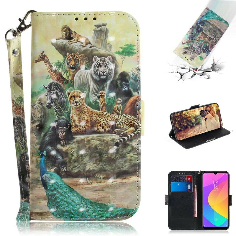 Flip Cover Xiaomi Mi A3 Med Snor Thong Safari Dyr