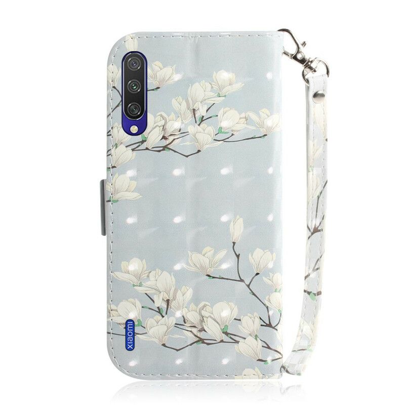 Læder Cover Xiaomi Mi A3 Med Snor Thong Blomstertræ