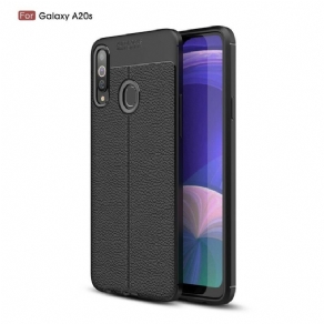 Cover Samsung Galaxy A20s Dobbelt Linje Litchi Lædereffekt