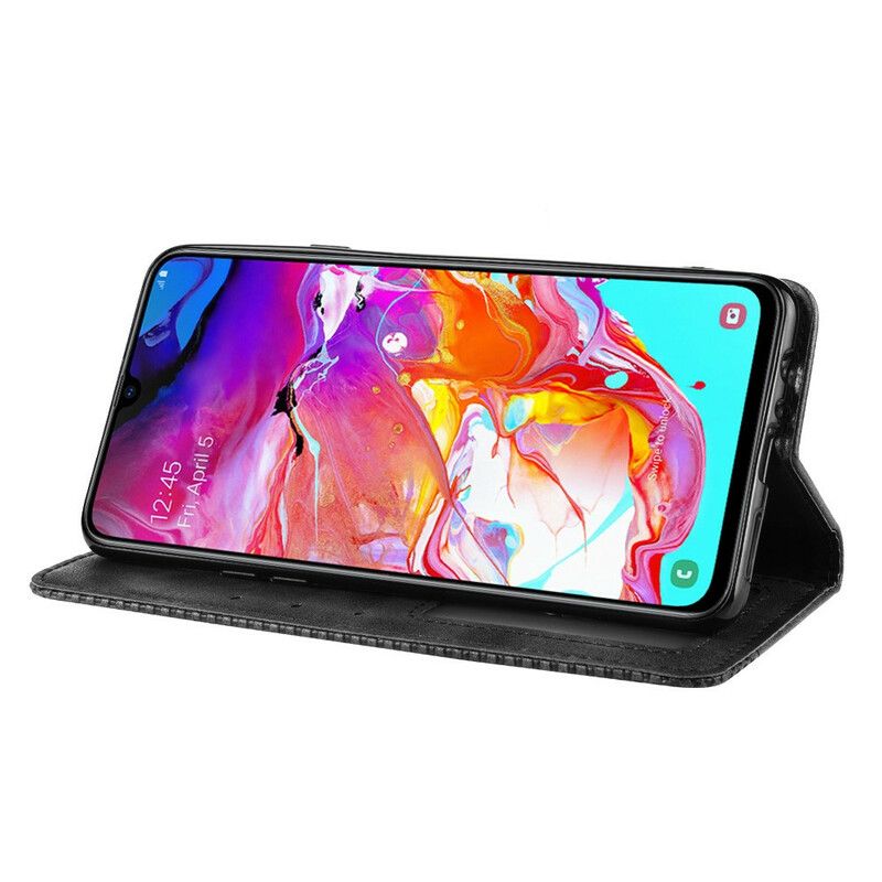 Cover Samsung Galaxy A20s Flip Cover Vintage Stiliseret Lædereffekt