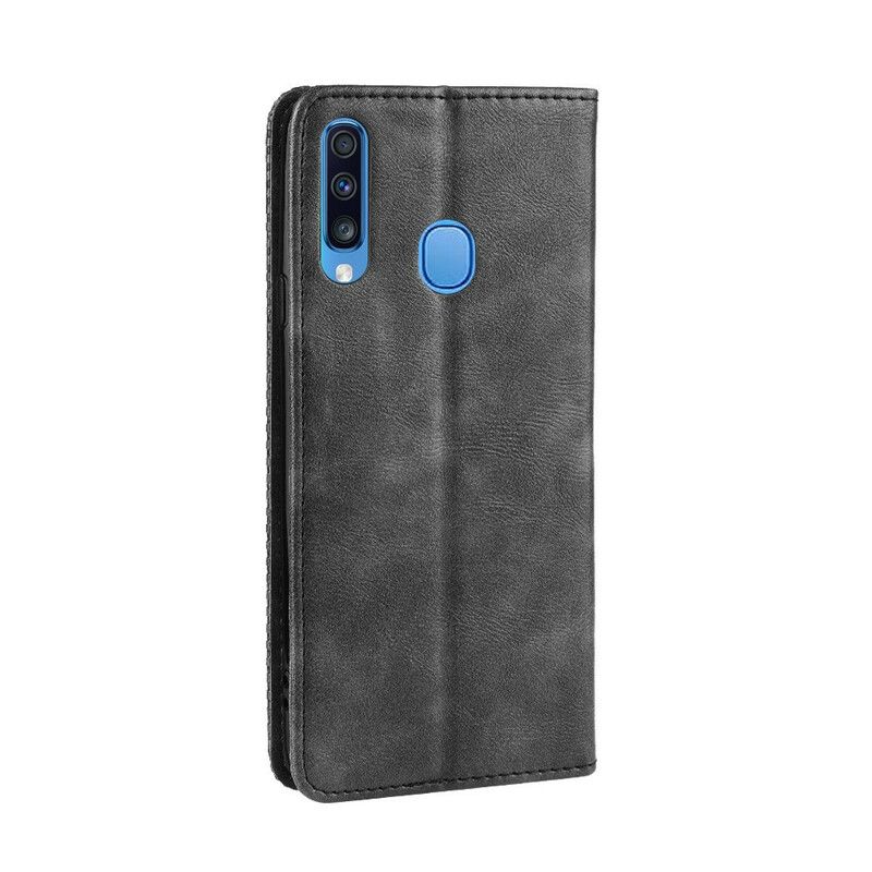 Cover Samsung Galaxy A20s Flip Cover Vintage Stiliseret Lædereffekt