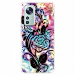 Cover Xiaomi 12 Pro Grafisk Blomstret Silikone