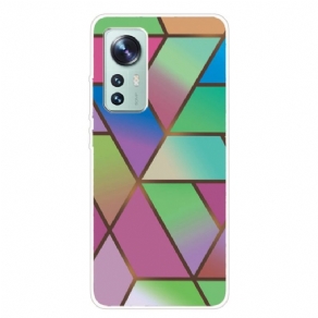 Cover Xiaomi 12 Pro Silikone Marmor Geometri