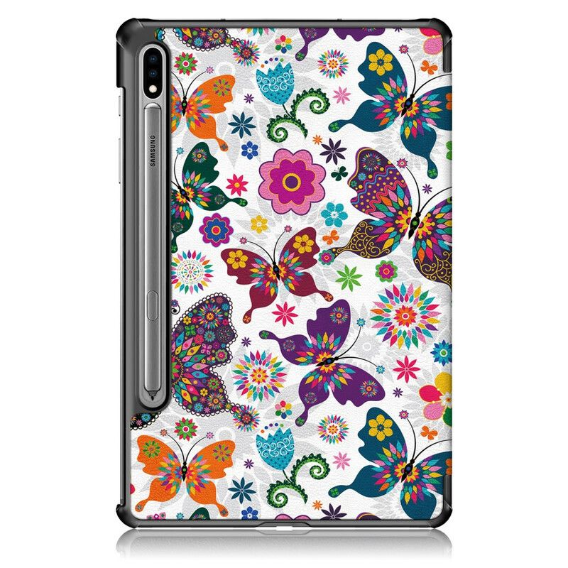 Cover Samsung Galaxy Tab S7 / Tab S8 Forbedrede Sommerfugle Og Blomster