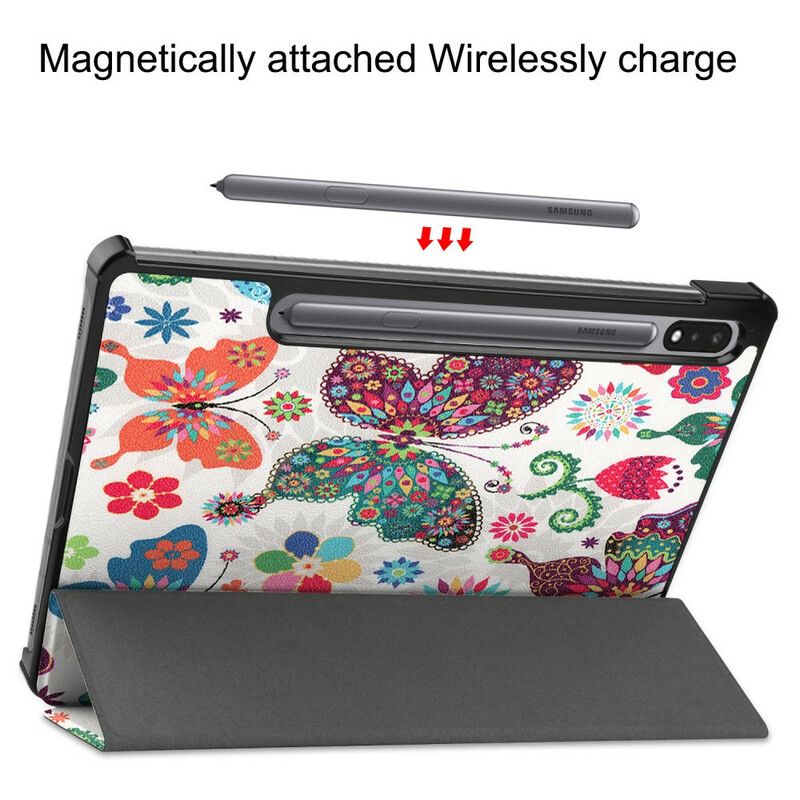 Cover Samsung Galaxy Tab S7 / Tab S8 Vintage Blomsterpenneholder