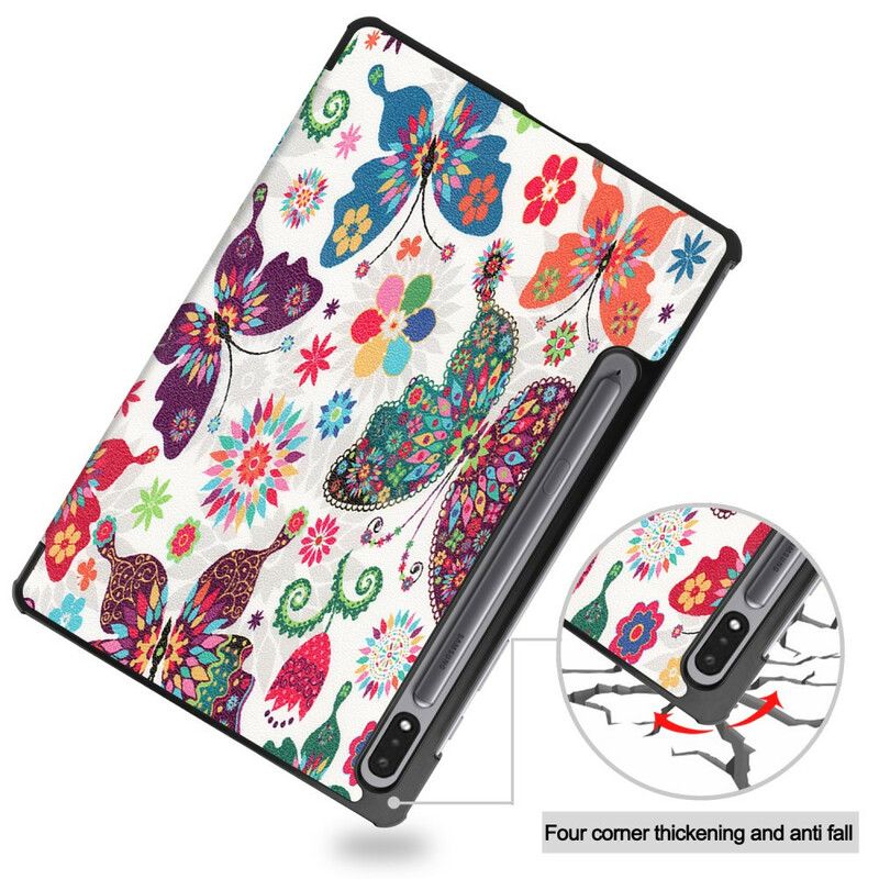 Cover Samsung Galaxy Tab S7 / Tab S8 Vintage Blomsterpenneholder