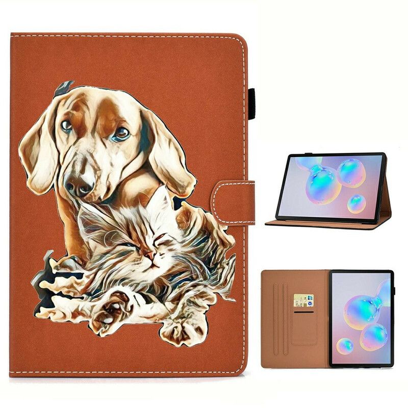 Flip Cover Samsung Galaxy Tab S7 / Tab S8 Hund Og Kat