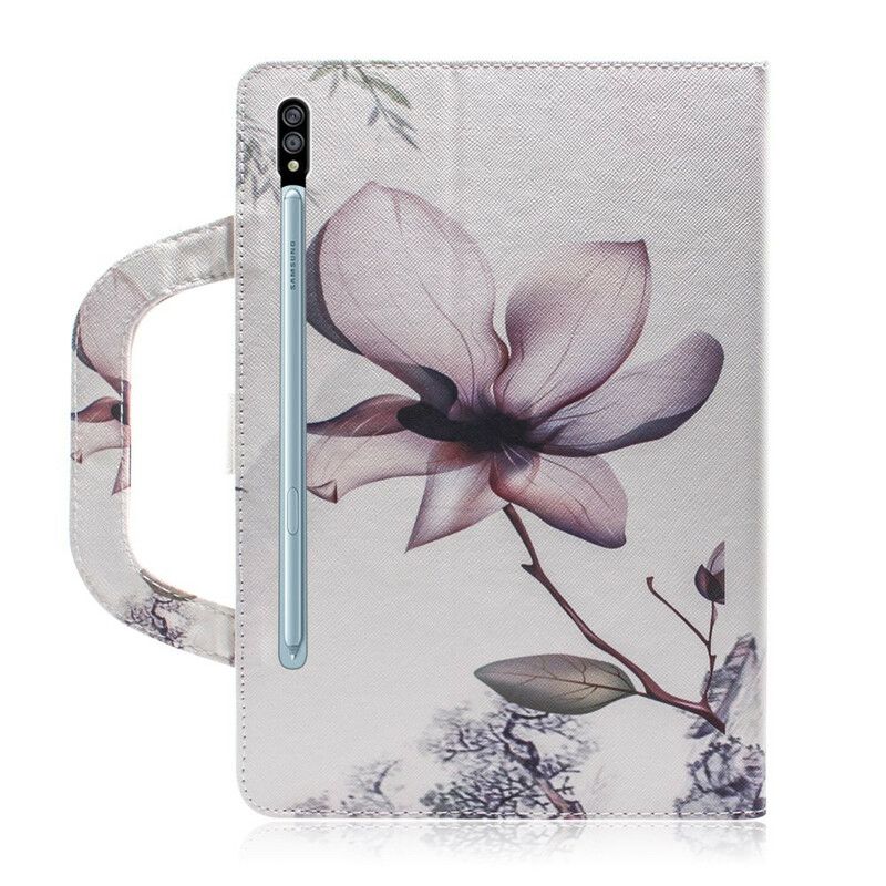 Flip Cover Samsung Galaxy Tab S7 / Tab S8 Vintageblomst Med Hank