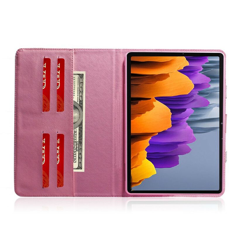 Flip Cover Samsung Galaxy Tab S7 / Tab S8 Vintageblomst Med Hank