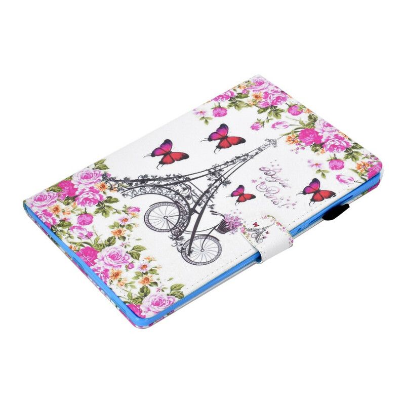 Læder Cover Samsung Galaxy Tab S7 / Tab S8 Eiffeltårnets Cykel