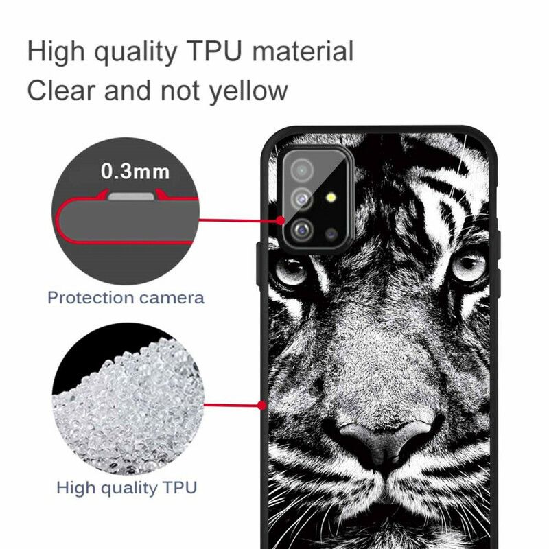 Cover Samsung Galaxy A51 Sort Og Hvid Tiger