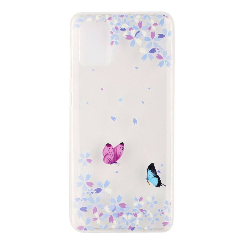 Cover Samsung Galaxy A51 Transparente Sommerfugle Og Blomster