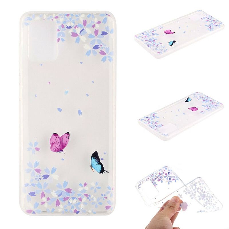 Cover Samsung Galaxy A51 Transparente Sommerfugle Og Blomster