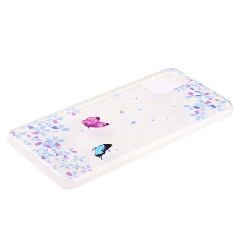 Cover Samsung Galaxy A51 Transparente Sommerfugle Og Blomster