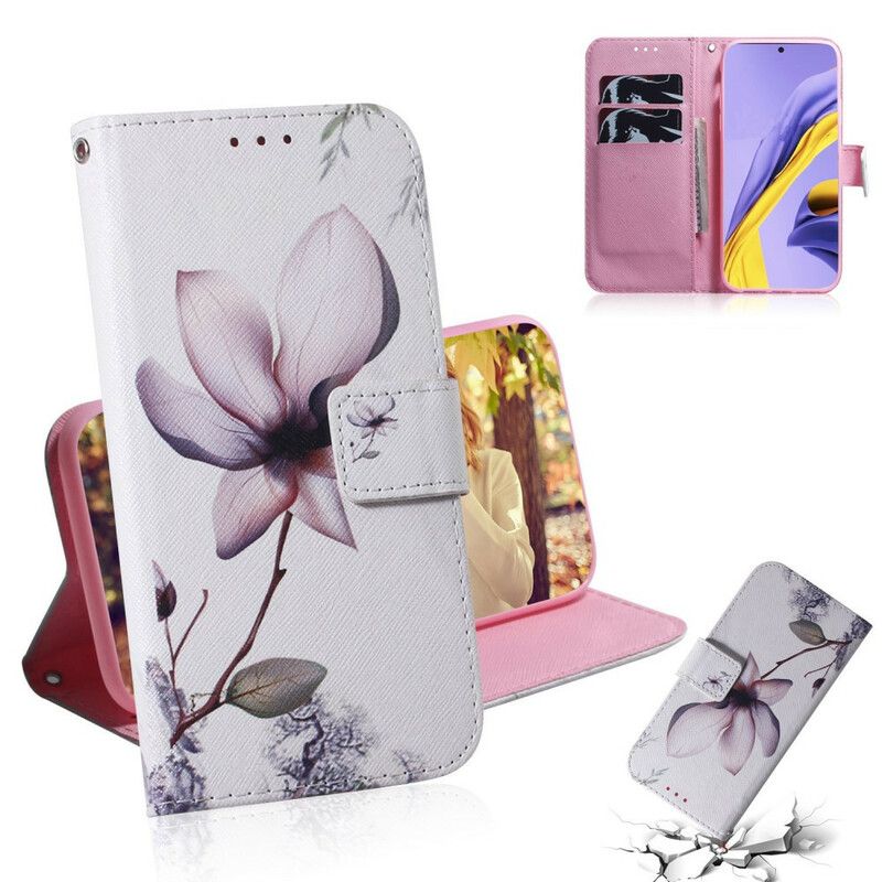 Flip Cover Samsung Galaxy A51 Gammel Rosenblomst