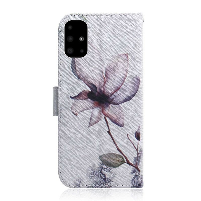 Flip Cover Samsung Galaxy A51 Gammel Rosenblomst