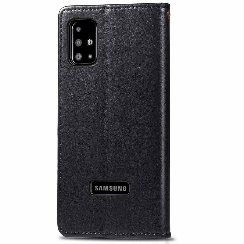 Flip Cover Samsung Galaxy A51 Imiteret Læder Og Vintage Lås