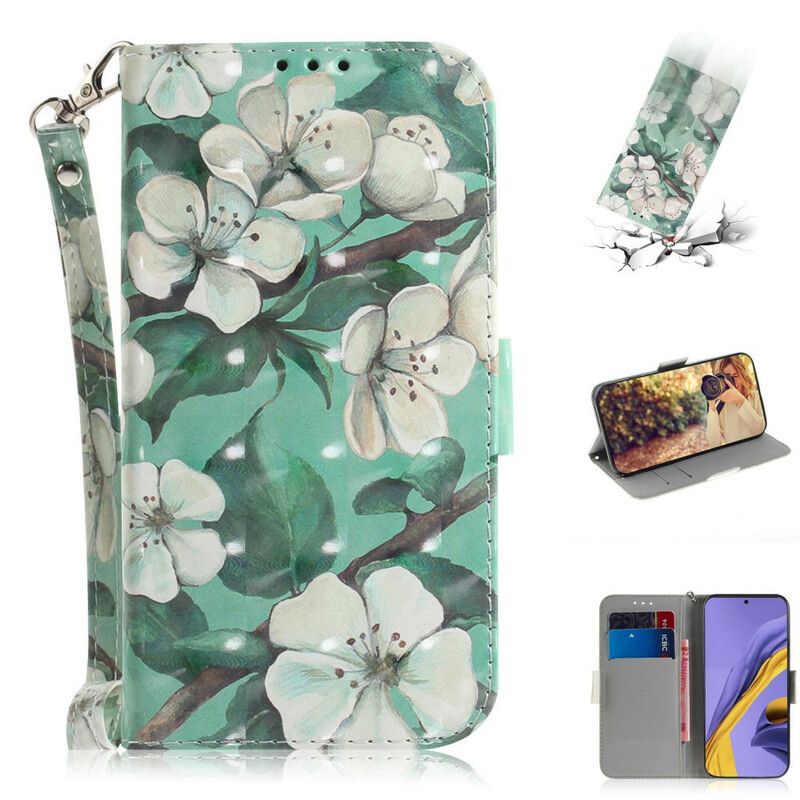 Flip Cover Samsung Galaxy A51 Med Snor Thong Blomstergren