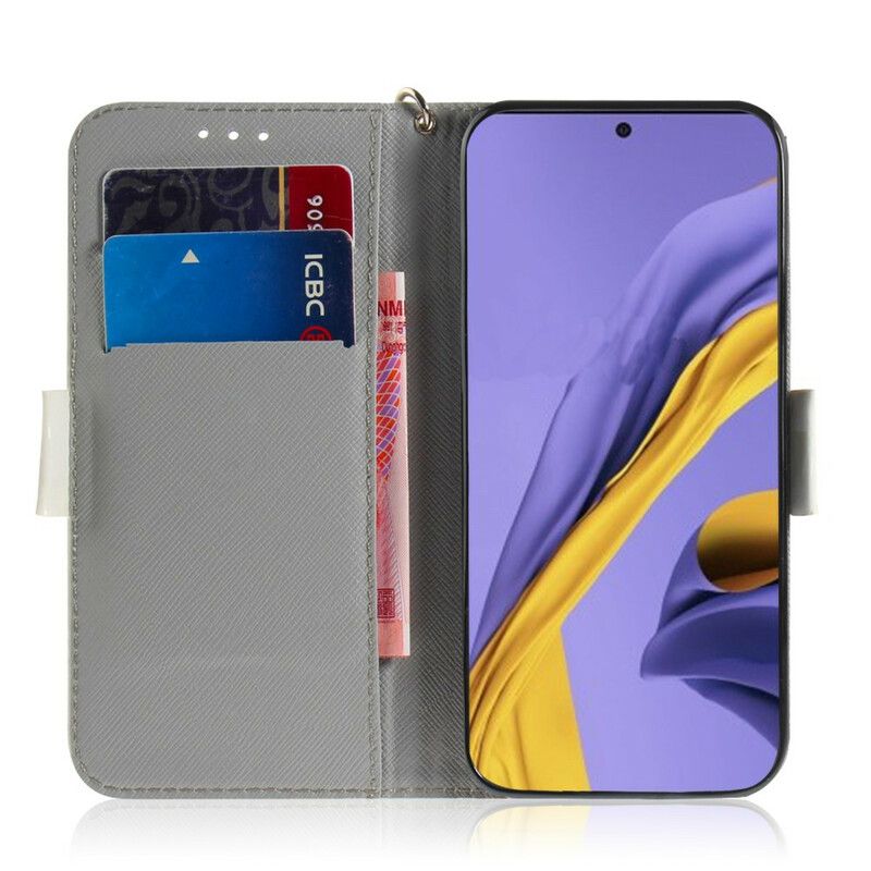 Flip Cover Samsung Galaxy A51 Med Snor Thong Blomstergren