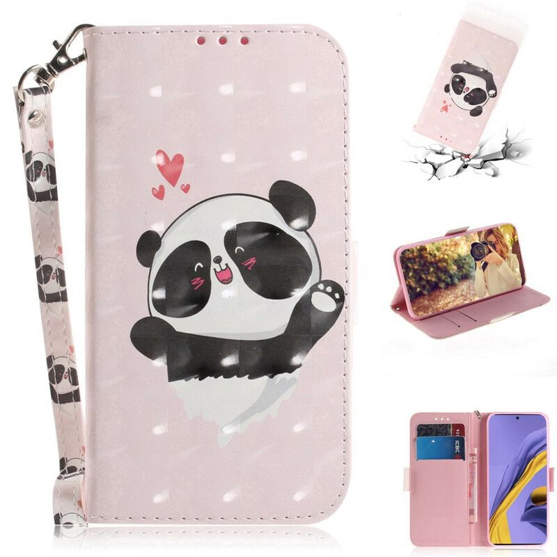 Flip Cover Samsung Galaxy A51 Med Snor Thong Panda Love