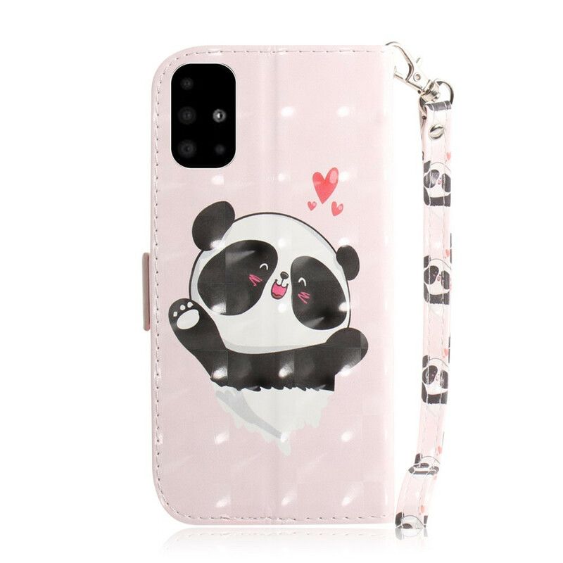 Flip Cover Samsung Galaxy A51 Med Snor Thong Panda Love