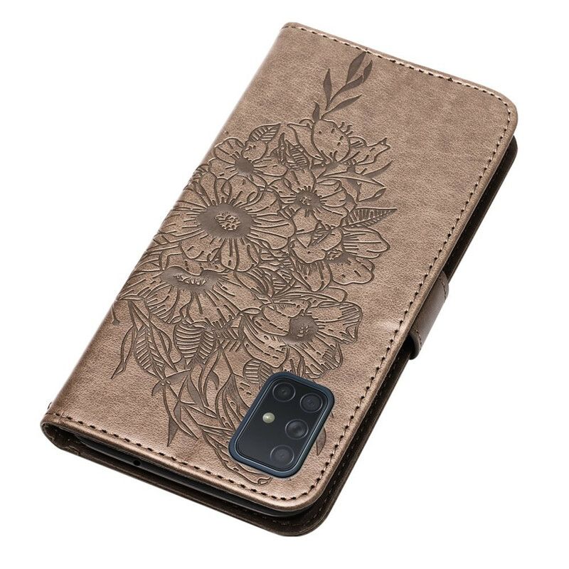 Flip Cover Samsung Galaxy A51 Sommerfugledesign Med Snor