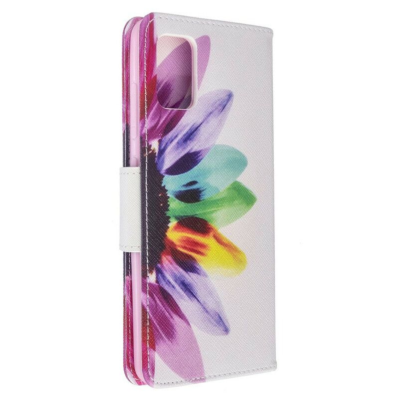 Læder Cover Samsung Galaxy A51 Akvarelblomst