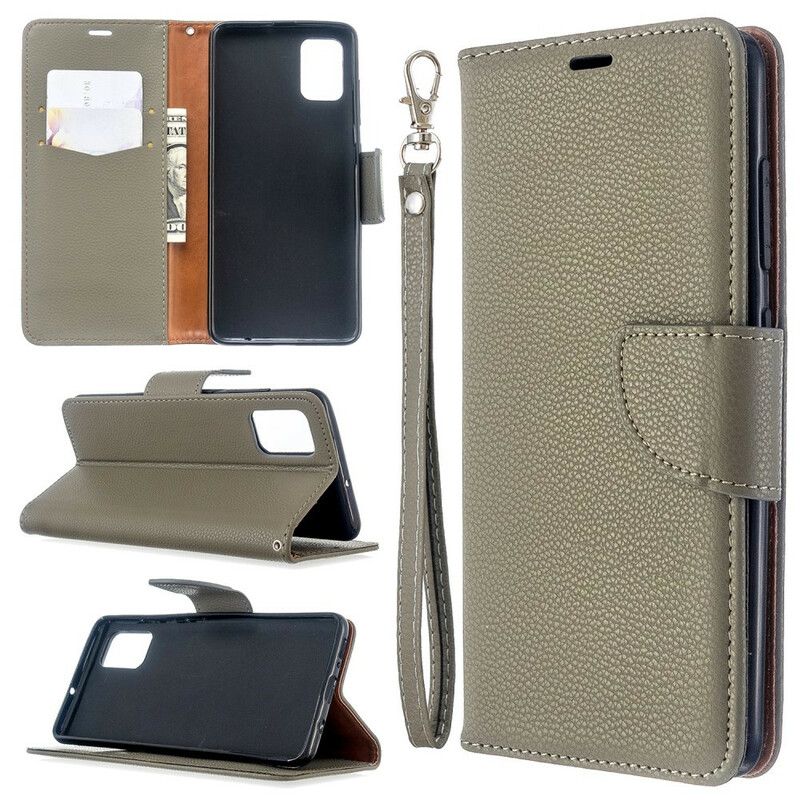 Læder Cover Samsung Galaxy A51 Flip Cover Litchi Flap Skrå