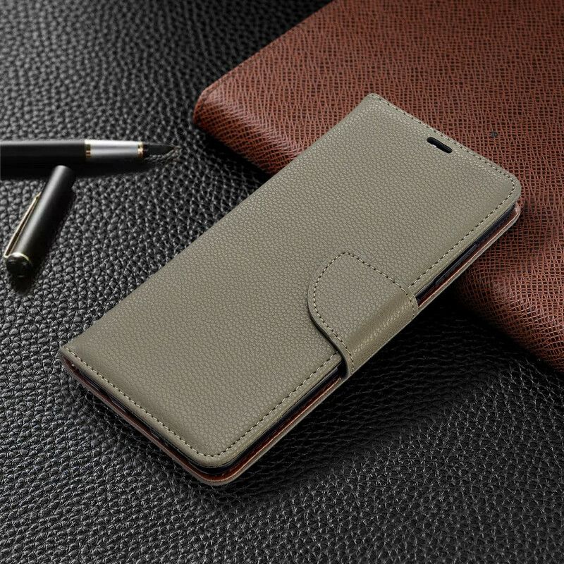 Læder Cover Samsung Galaxy A51 Flip Cover Litchi Flap Skrå