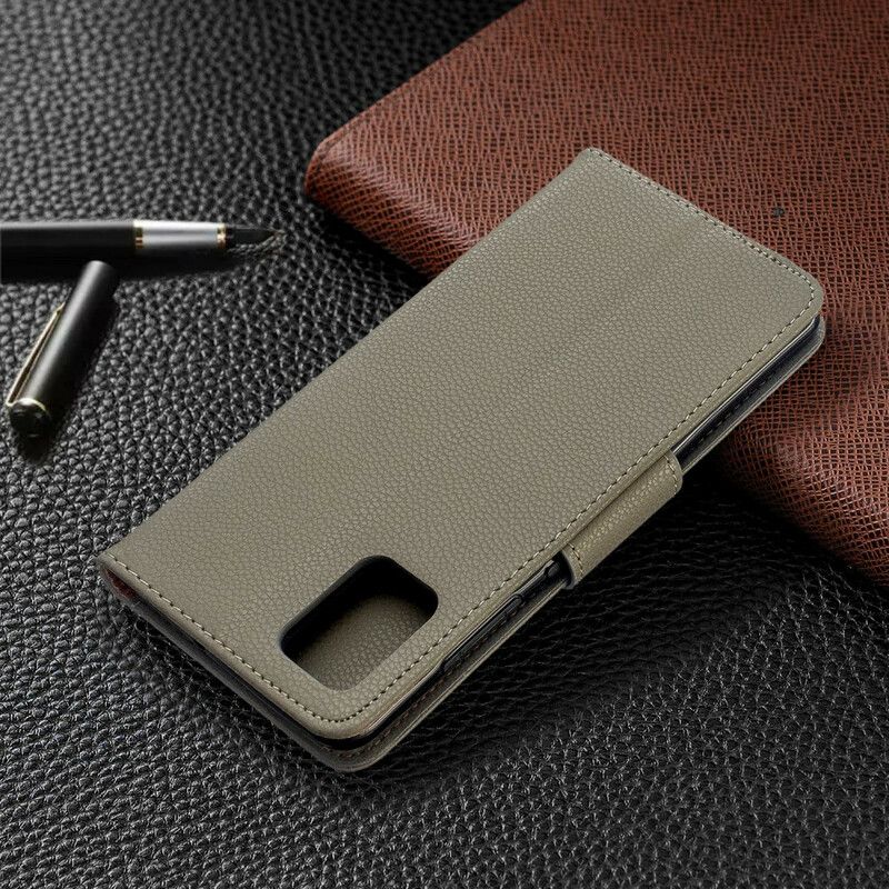 Læder Cover Samsung Galaxy A51 Flip Cover Litchi Flap Skrå